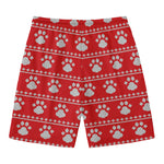 Christmas Paw Knitted Pattern Print Men's Swim Trunks