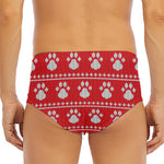 Christmas Paw Knitted Pattern Print Men's Triangle Swim Briefs