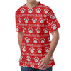 Christmas Paw Knitted Pattern Print Men's Velvet T-Shirt