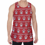 Christmas Paw Knitted Pattern Print Men's Velvet Tank Top
