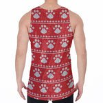 Christmas Paw Knitted Pattern Print Men's Velvet Tank Top