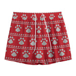 Christmas Paw Knitted Pattern Print Mesh Shorts