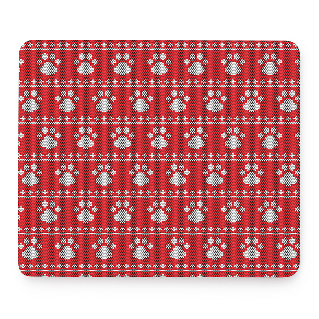 Christmas Paw Knitted Pattern Print Mouse Pad