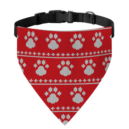 Christmas Paw Knitted Pattern Print Over The Collar Dog Bandana