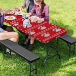 Christmas Paw Knitted Pattern Print Picnic Table Cover