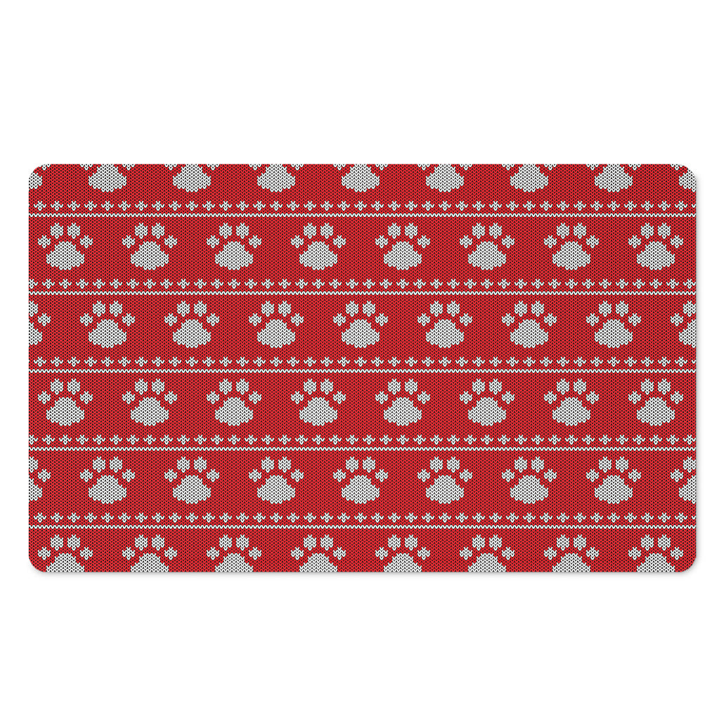 Christmas Paw Knitted Pattern Print Polyester Doormat