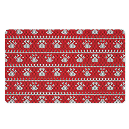 Christmas Paw Knitted Pattern Print Polyester Doormat