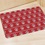 Christmas Paw Knitted Pattern Print Polyester Doormat