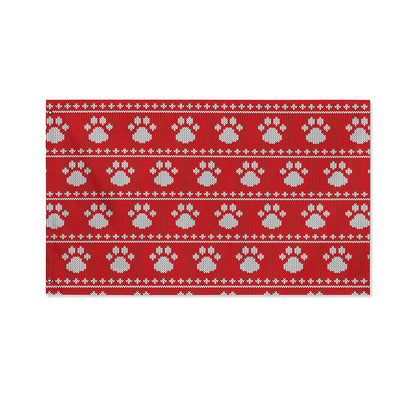 Christmas Paw Knitted Pattern Print Polyester Flag