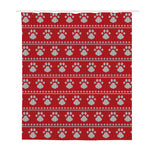 Christmas Paw Knitted Pattern Print Polyester Shower Curtain