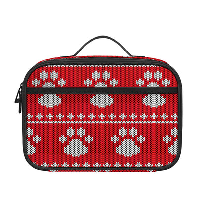 Christmas Paw Knitted Pattern Print Portable Lunch Bag