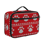 Christmas Paw Knitted Pattern Print Portable Lunch Bag
