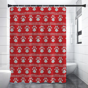 Christmas Paw Knitted Pattern Print Premium Shower Curtain