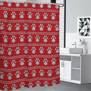 Christmas Paw Knitted Pattern Print Premium Shower Curtain