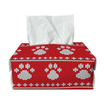 Christmas Paw Knitted Pattern Print Rectangle Tissue Box Cover