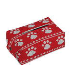 Christmas Paw Knitted Pattern Print Rectangle Tissue Box Cover