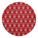 Christmas Paw Knitted Pattern Print Round Blanket