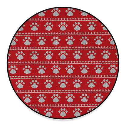 Christmas Paw Knitted Pattern Print Round Floor Mat