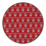 Christmas Paw Knitted Pattern Print Round Floor Mat