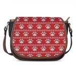 Christmas Paw Knitted Pattern Print Saddle Bag