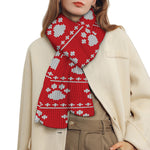 Christmas Paw Knitted Pattern Print Scarf
