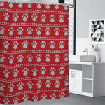 Christmas Paw Knitted Pattern Print Shower Curtain