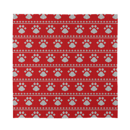 Christmas Paw Knitted Pattern Print Silk Bandana