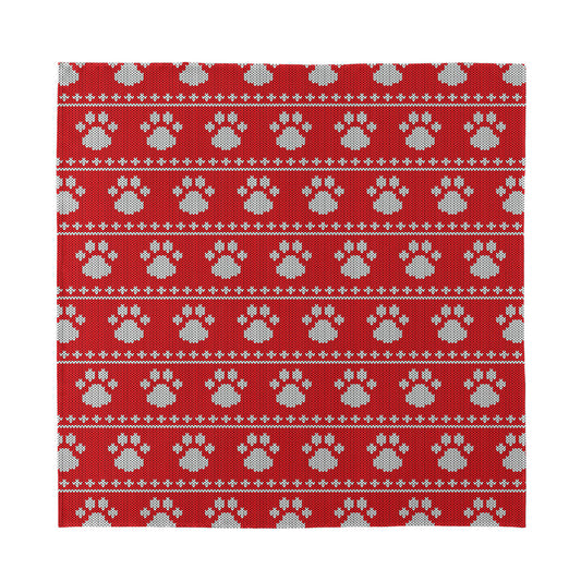 Christmas Paw Knitted Pattern Print Silk Bandana