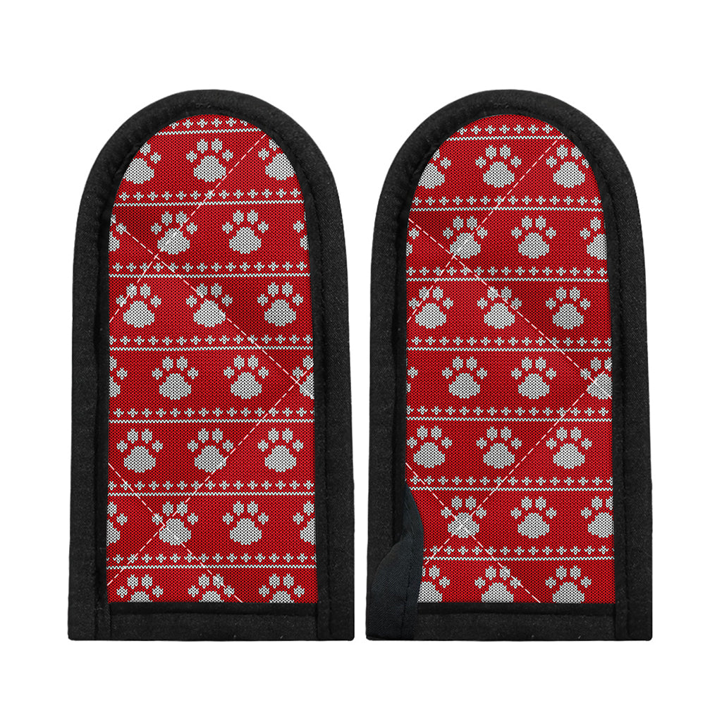 Christmas Paw Knitted Pattern Print Skillet Handle Cover