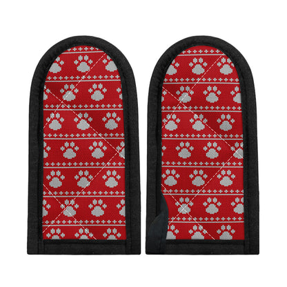 Christmas Paw Knitted Pattern Print Skillet Handle Cover