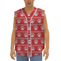 Christmas Paw Knitted Pattern Print Sleeveless Baseball Jersey
