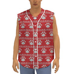 Christmas Paw Knitted Pattern Print Sleeveless Baseball Jersey