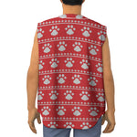 Christmas Paw Knitted Pattern Print Sleeveless Baseball Jersey