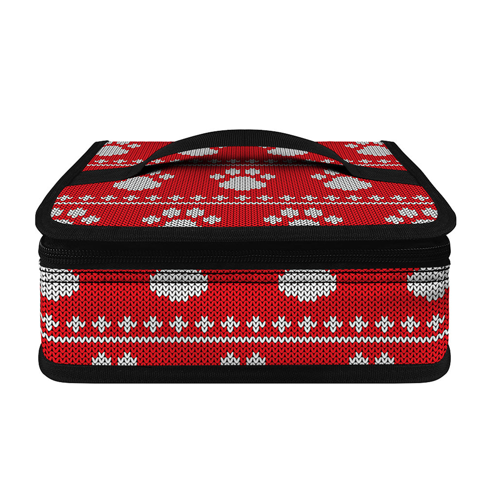 Christmas Paw Knitted Pattern Print Small Lunch Bag
