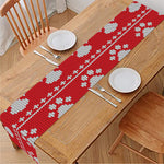 Christmas Paw Knitted Pattern Print Table Runner