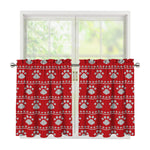 Christmas Paw Knitted Pattern Print Tier Curtains