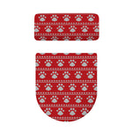 Christmas Paw Knitted Pattern Print Toilet Lid And Tank Cover Set