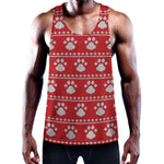 Christmas Paw Knitted Pattern Print Training Tank Top