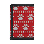 Christmas Paw Knitted Pattern Print Trifold Wallet