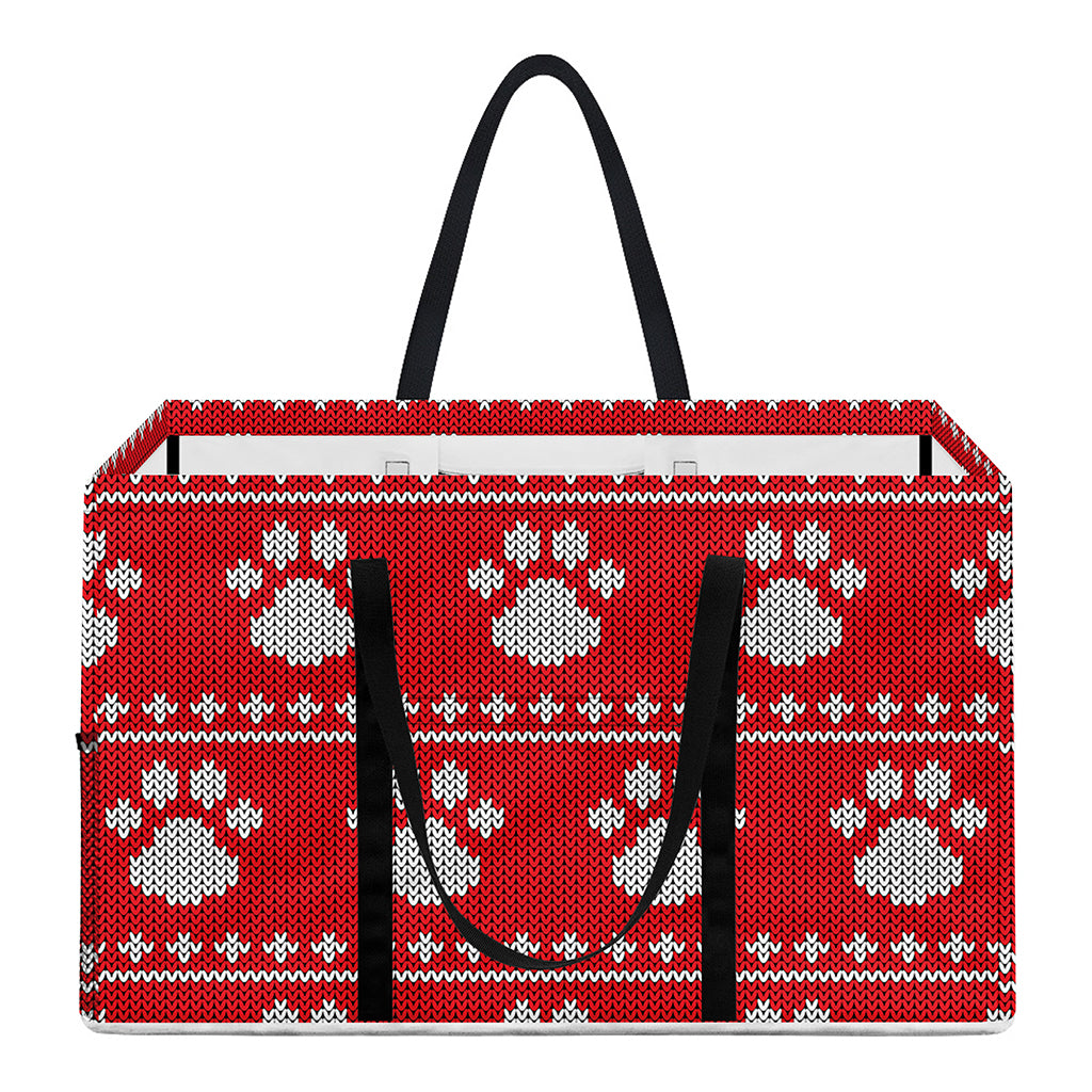 Christmas Paw Knitted Pattern Print Utility Tote Bag