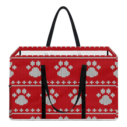Christmas Paw Knitted Pattern Print Utility Tote Bag