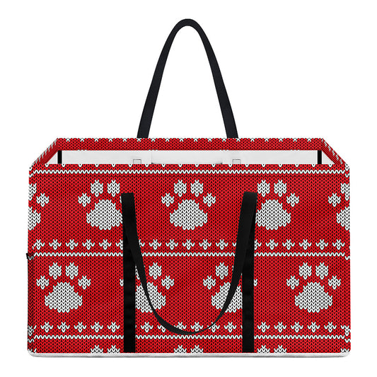 Christmas Paw Knitted Pattern Print Utility Tote Bag