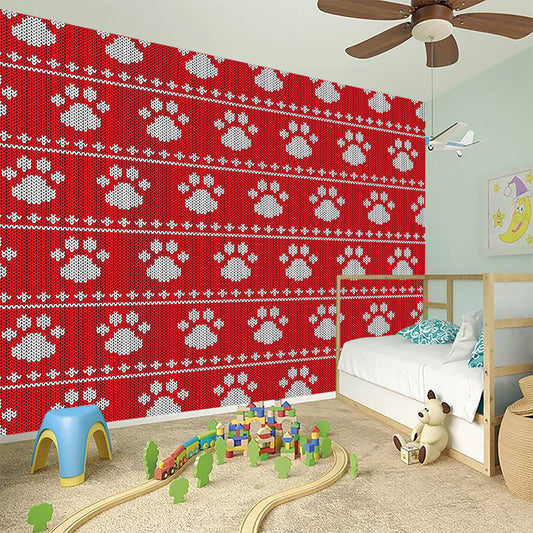 Christmas Paw Knitted Pattern Print Wall Sticker
