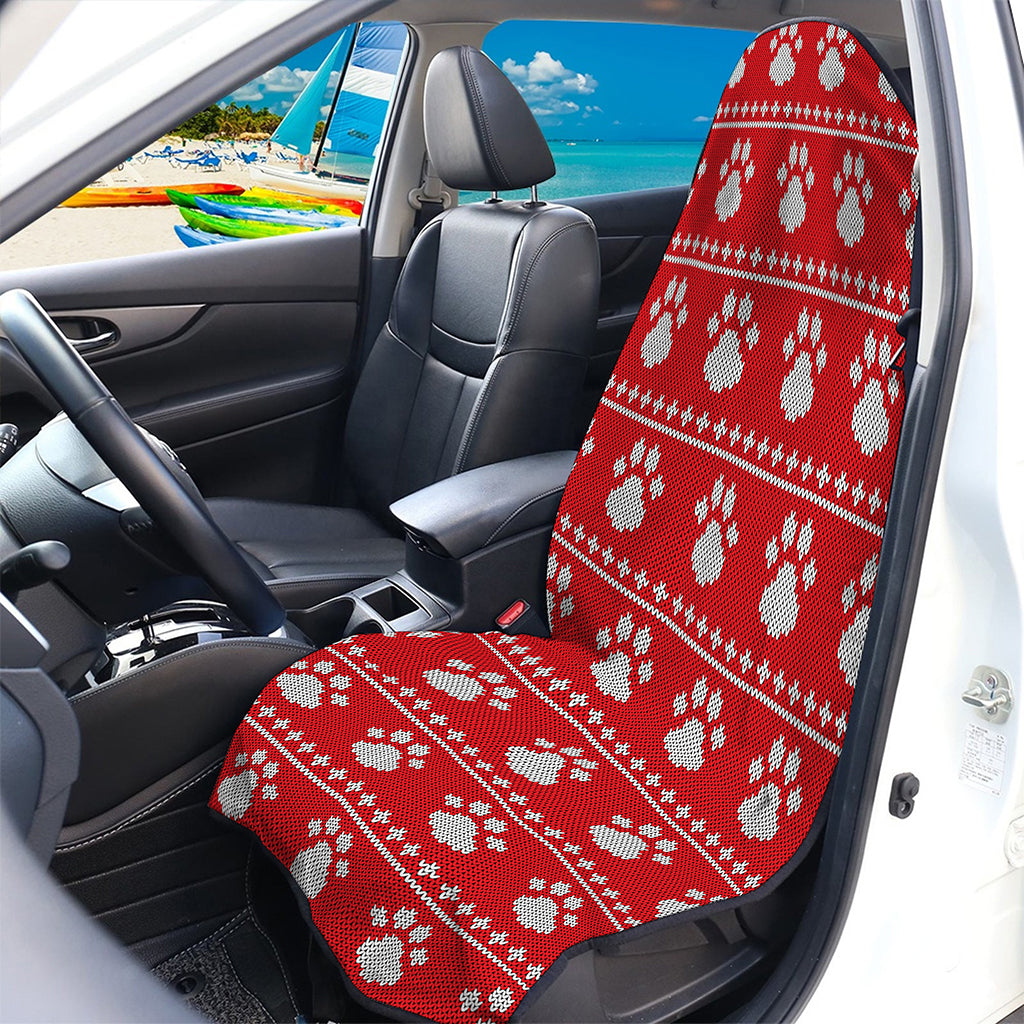 Christmas Paw Knitted Pattern Print Waterproof Car Seat Cover