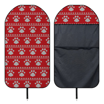 Christmas Paw Knitted Pattern Print Waterproof Car Seat Cover