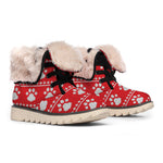 Christmas Paw Knitted Pattern Print Winter Boots