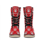 Christmas Paw Knitted Pattern Print Winter Boots