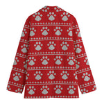 Christmas Paw Knitted Pattern Print Women's Blazer