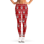 Christmas Paw Knitted Pattern Print Women's Leggings