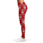 Christmas Paw Knitted Pattern Print Women's Leggings